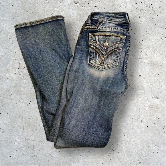 Miss Me Jeans Women's Size 29 Signature Straight Blue Jeans - Picture 1 of 10